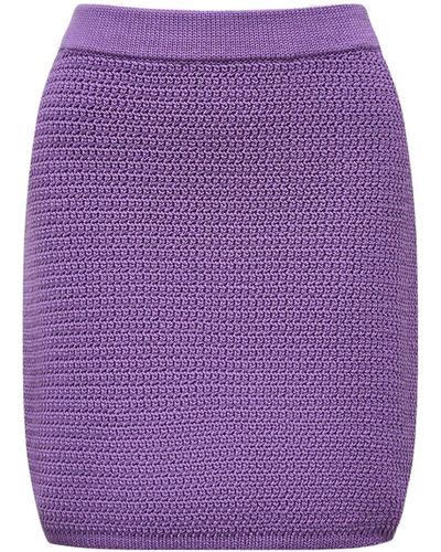 12 STOREEZ Chunky-knit Cotton Pencil Skirt - Purple