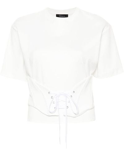 Mugler T-Shirt mit Corsage-Detail - Weiß
