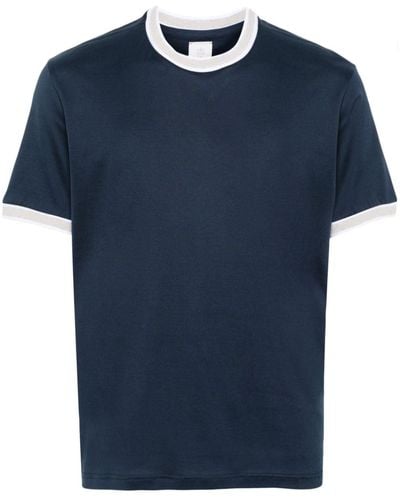 Eleventy Gestreept Katoenen T-shirt - Blauw