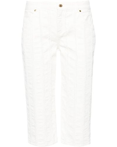 Blumarine Pantaloni crop con dettaglio a taglio vivo - Bianco