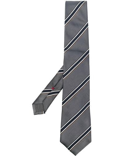 Brunello Cucinelli Gestreifte Krawatte aus Satin - Grau