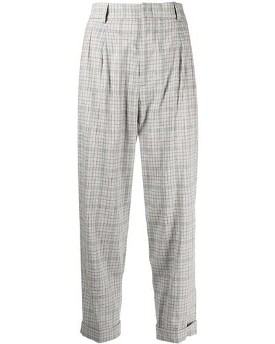 Isabel Marant Checked Cropped Trousers - Grey