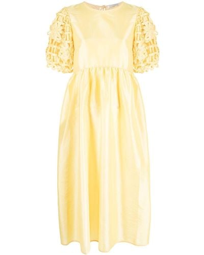 Cecilie Bahnsen Caged Balloon-sleeve Dress - Yellow