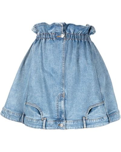Moschino Paperbag-waist Denim Skirt - Blue