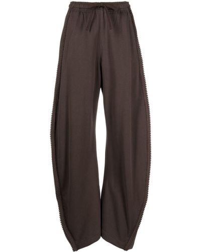 JNBY Embroidered-trim Cotton Track Trousers - Brown
