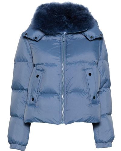 Liska Fur-trim Quilted Puffer Jacket - Blue