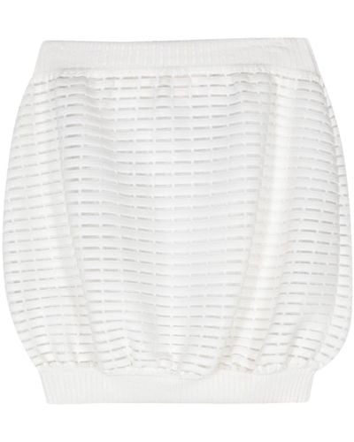 Genny Lurex-detailed Striped Skirt - White
