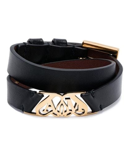 Alexander McQueen Seal Leather Bracelet - Black