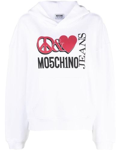 Moschino Jeans Hoodie à logo imprimé - Blanc