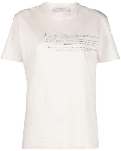 Golden Goose T-Shirt mit Slogan-Print - Weiß