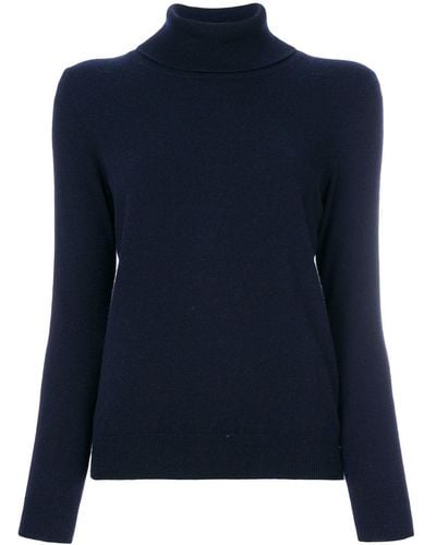 N.Peal Cashmere Polo Neck Jumper - Blue