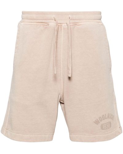 Woolrich Trainingsshorts Met Logoprint - Naturel