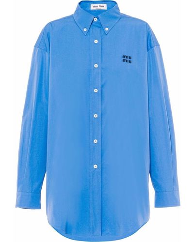 Miu Miu Camisa de popelina oversize - Azul