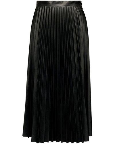 MM6 by Maison Martin Margiela Pleated Faux-leather Midi Skirt - Black