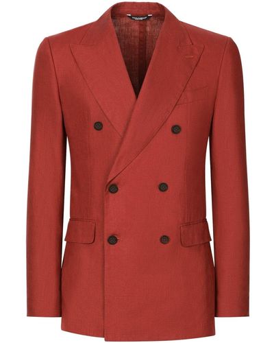 Dolce & Gabbana Double-breasted Linen Blazer - Red