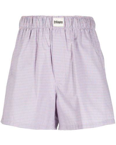 Natasha Zinko Gingham-check Pattern Shorts - Purple