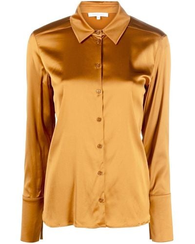 Patrizia Pepe Long-sleeve Satin Shirt - Orange