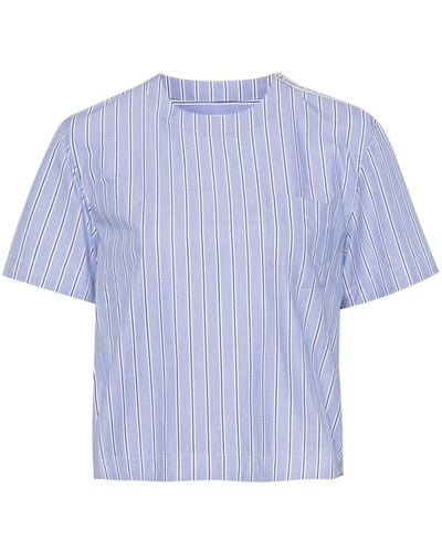 Sacai Panelled Cotton T-shirt - Blue