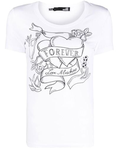 Love Moschino Slogan-print Short-sleeved T-shirt - White