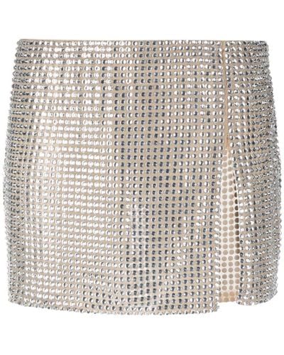 GIUSEPPE DI MORABITO Crystal-embellished Slit Miniskirt - Natural
