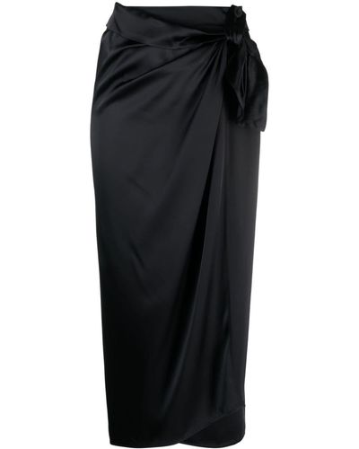 Erika Cavallini Semi Couture Jupe portefeuille en satin à design drapé - Noir