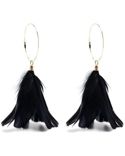 Jil Sander Feather Drop-design Earrings - Black