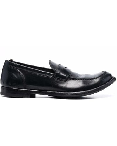 Officine Creative Anatomia Leather Penny Loafers - Black