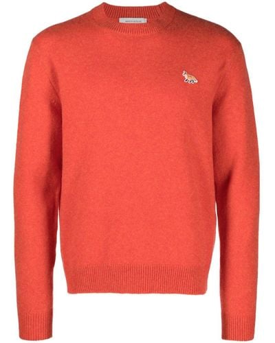 Maison Kitsuné Logo-patch Wool Sweater - Red