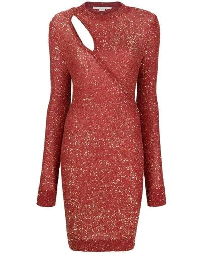 Stella McCartney Sequin-embellished Cut-out Dress - Red