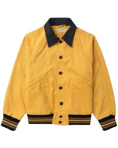 Bode Stripe-detail Cotton Bomber Jacket - Yellow