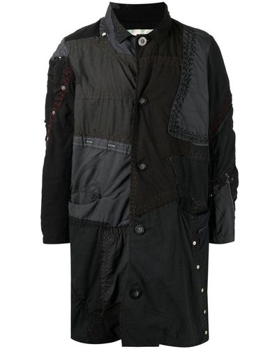 By Walid Patchwork Single-breasted Coat - Black