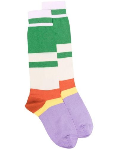 Marni Stripe-pattern Long Socks - Green