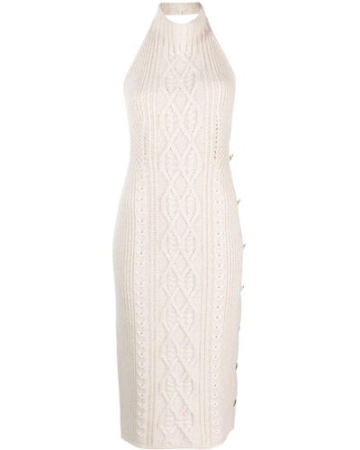 Palm Angels Open-back Knitted Midi Dress - White