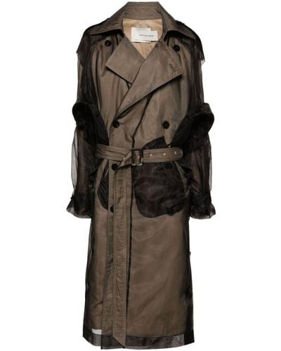 Feng Chen Wang Layered Double-breasted Trench Coat - Black