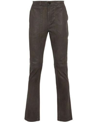 FREI-MUT Merci Leather Straight-leg Trousers - Grey