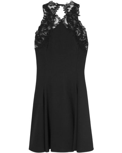 Versace Barocco-lace Trim Halterneck Minidress - Black
