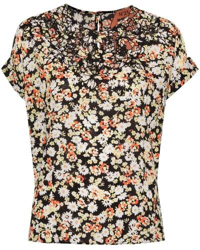 N°21 Blouse à fleurs - Noir