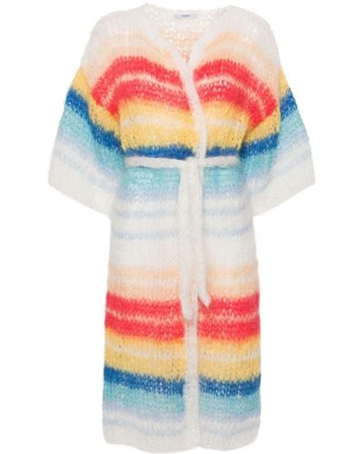 Maiami Belted Striped Cardigan - Blue