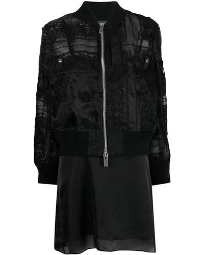 Sacai Embroidered Bomber Slip Dress Set - Black