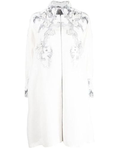Saiid Kobeisy Linen Bead-embellished Dress - White