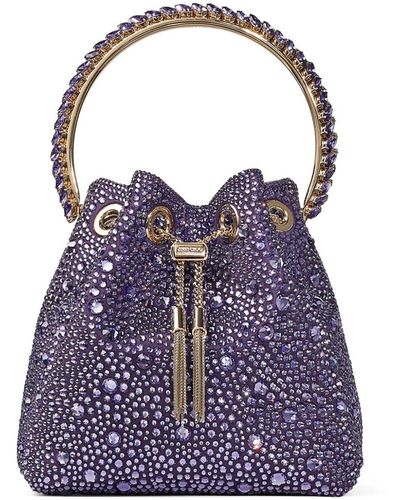 Jimmy Choo Bon Bon Crystal-embellished Bucket Bag - Purple