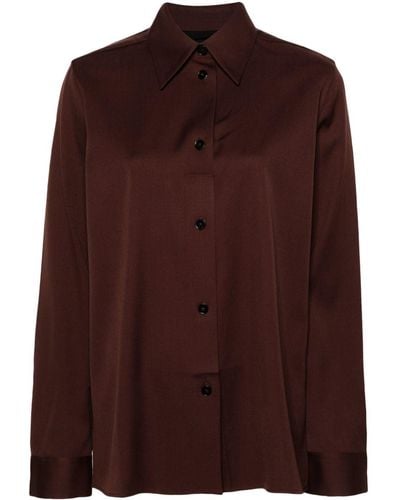 Jil Sander Pointed-collar Virgin Wool Shirt - Brown