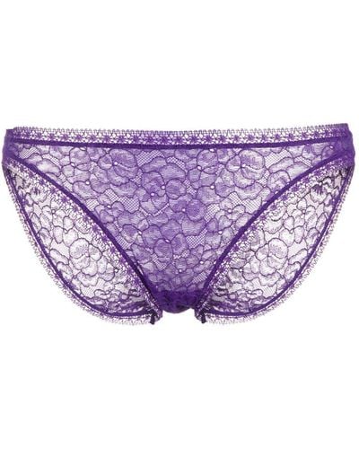 Eres Velouté Floral-lace Briefs - Purple