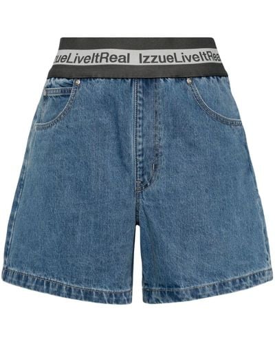Izzue Logo-waistband Denim Shorts - Blue