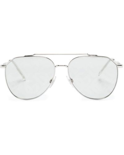 Dolce & Gabbana Pilotenbrille mit Logo-Print - Weiß