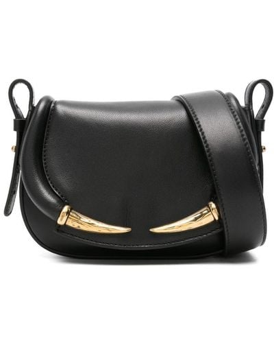 Roberto Cavalli Fang Bag Leather Shoulder Bag - Black