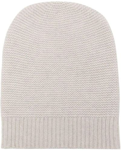 N.Peal Cashmere Contrast-panel Knitted Beanie - White