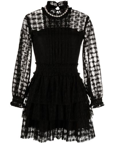 Sandro Louna Floral-lace Tiered Minidress - Black