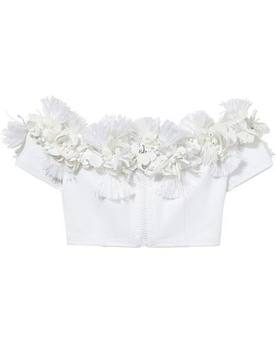 Emilio Pucci Flower-detailing Cropped Top - White