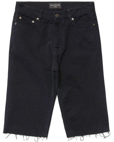 Balenciaga Pantalones vaqueros cortos con dobladillo sin rematar - Negro